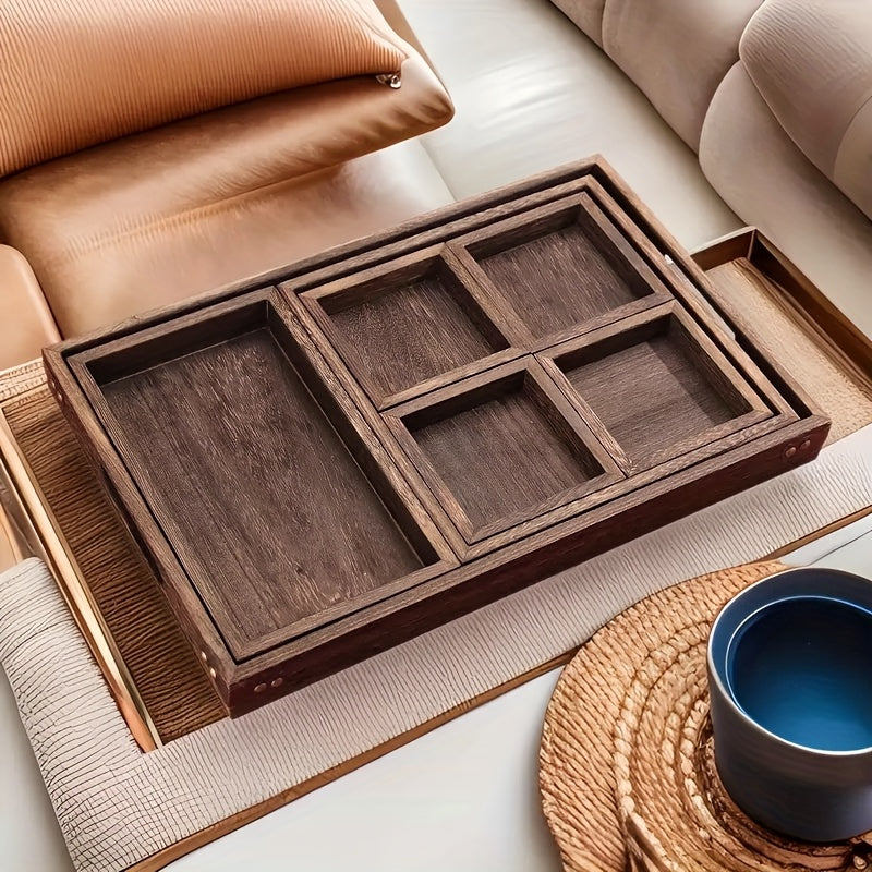 Rustic Wooden Tray Set with Handles (7pcs)-3
