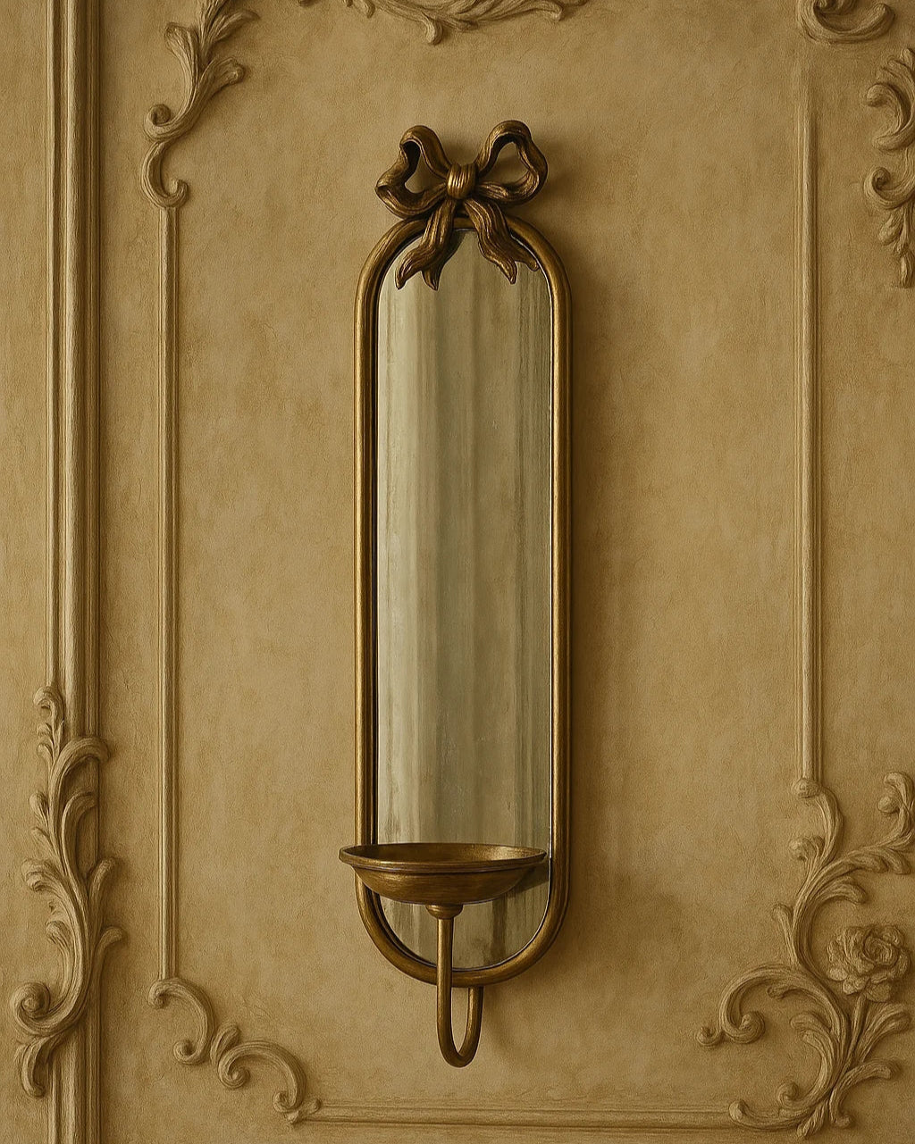 Vintage Wall Mirror with Candle Holder-1