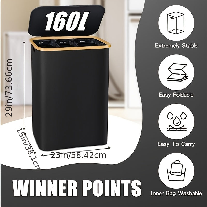 Laundry Basket with Lid & Bags-2