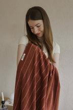 Modern Earthy Tone Pinstripe Bath Towel — 100% Long-Staple Cotton, Soft, Plush & Absorbent-3