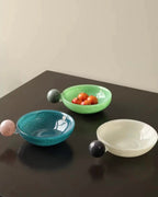 Handblown Bonbon Whimsical Salad Snack Desert Bowl, Eclectic Decorative Bowl-1
