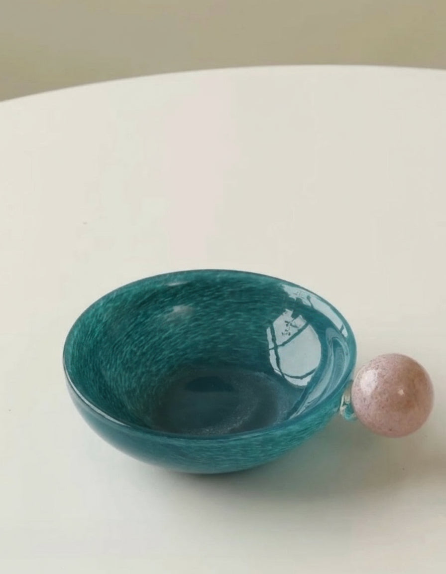 Handblown Bonbon Whimsical Salad Snack Desert Bowl, Eclectic Decorative Bowl-5