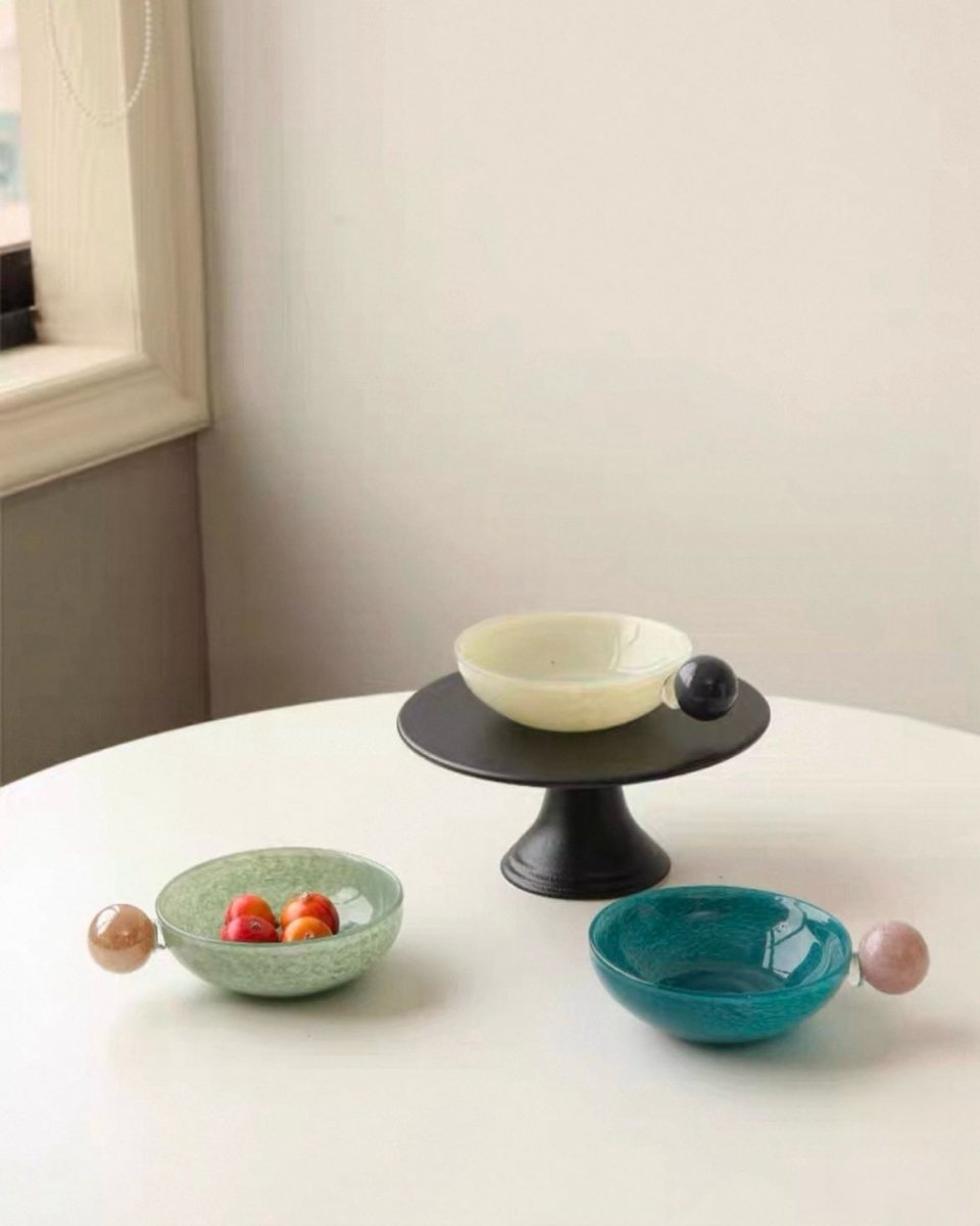 Handblown Bonbon Whimsical Salad Snack Desert Bowl, Eclectic Decorative Bowl-3