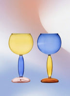 Set Of 2 Pcs Handblown Colored Burgundy / Bordeaux Wine Glasses-7