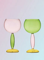 Set Of 2 Pcs Handblown Colored Burgundy / Bordeaux Wine Glasses-8