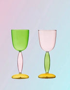 Set Of 2 Pcs Handblown Colored Burgundy / Bordeaux Wine Glasses-6