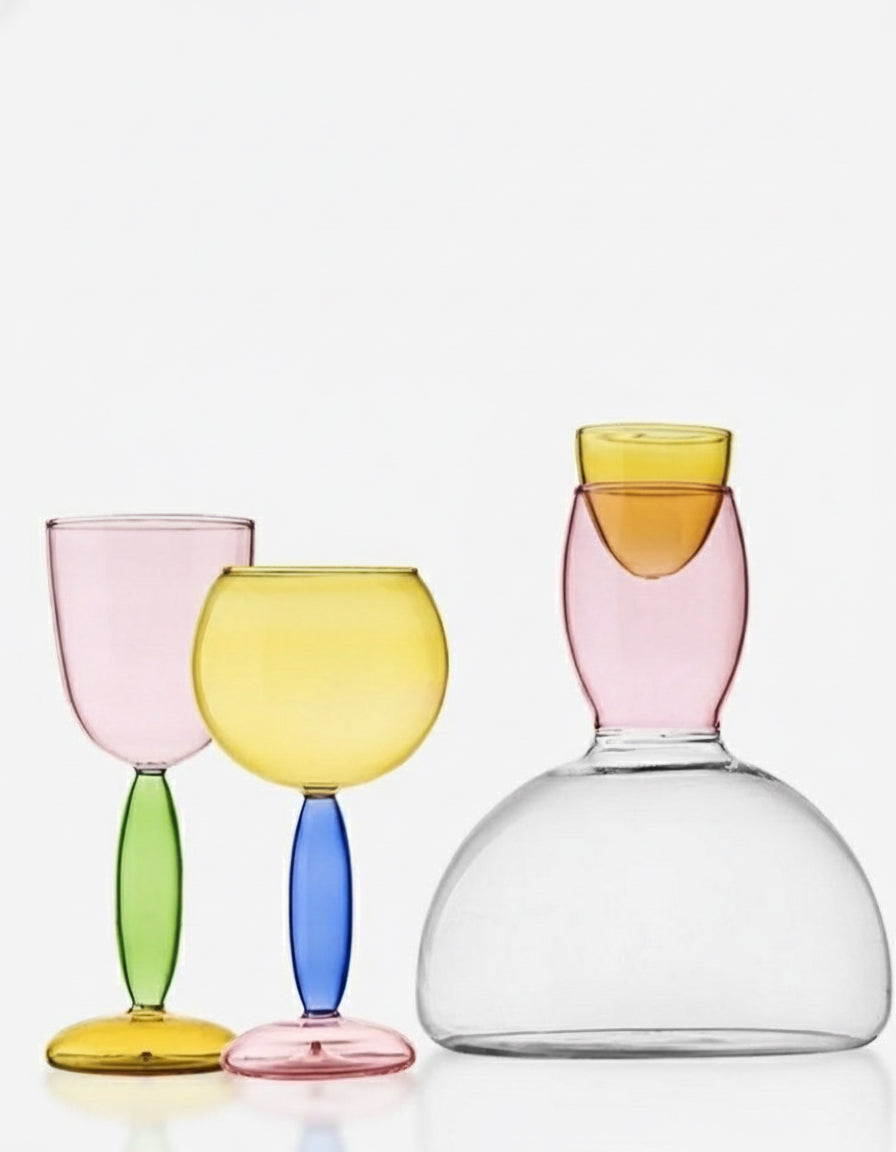 Set Of 2 Pcs Handblown Colored Burgundy / Bordeaux Wine Glasses-3