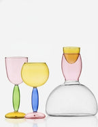 Set Of 2 Pcs Handblown Colored Burgundy / Bordeaux Wine Glasses-3