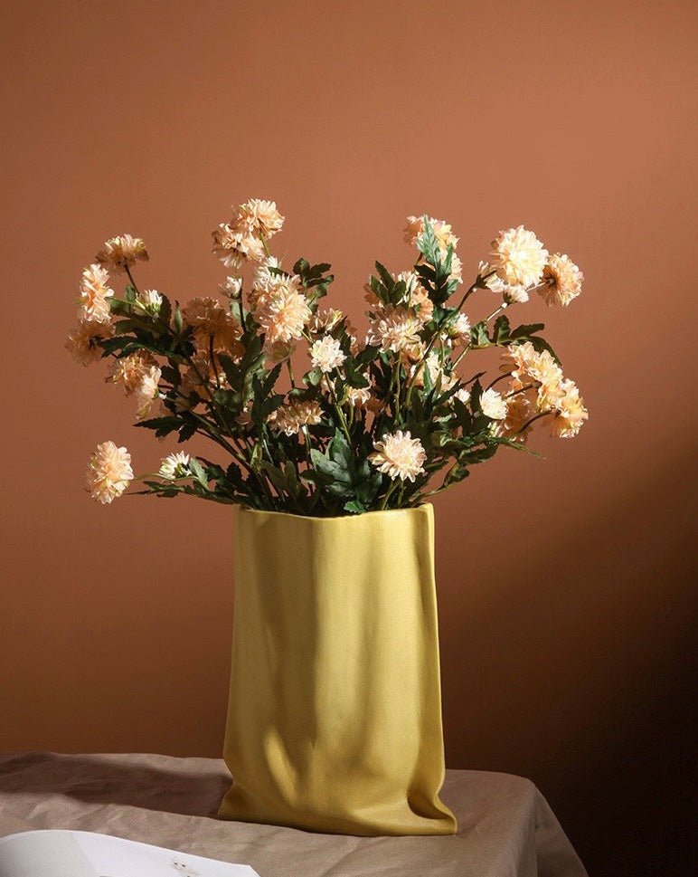 Handmade Ceramic Wrinkle Vase | Morandi Color | Unique Decorative Piece-1