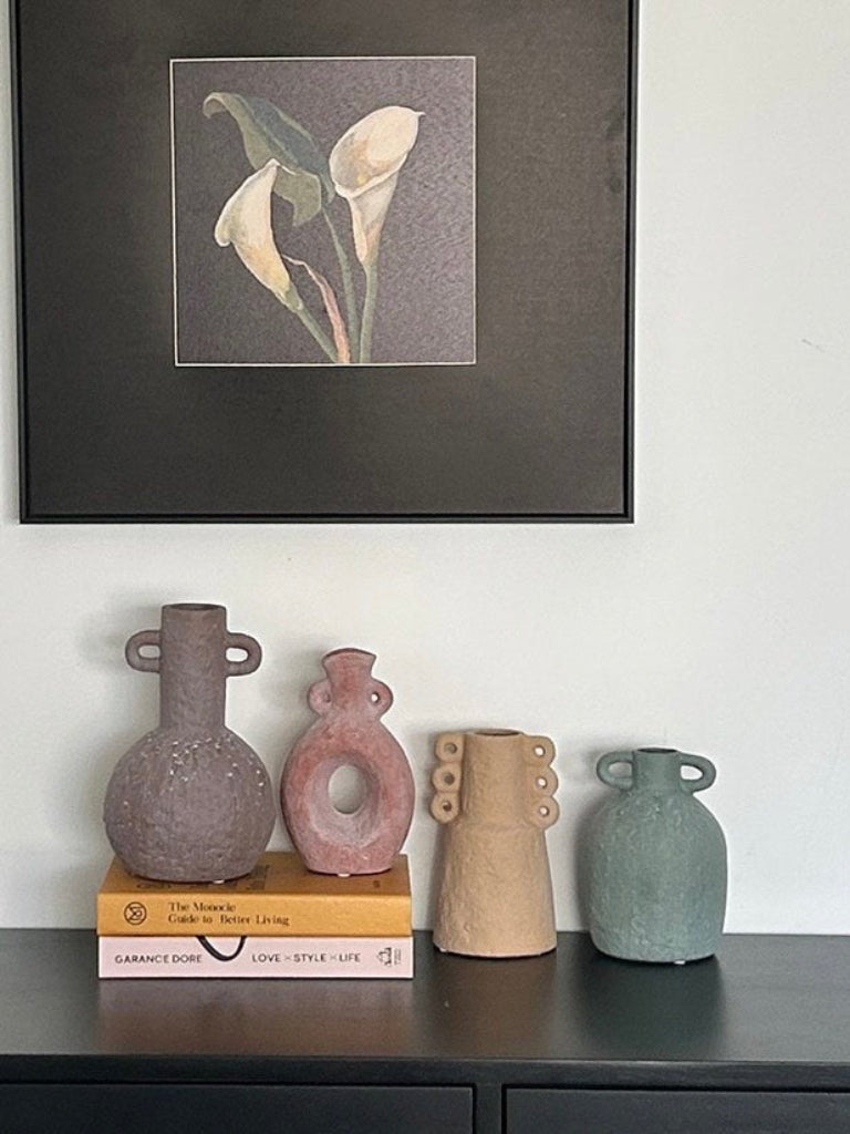 Handmade Wabi Sabi Abstract Pottery Vase, Crude Rustic Decorative Flower Vessel-1