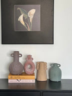 Handmade Wabi Sabi Abstract Pottery Vase, Crude Rustic Decorative Flower Vessel-1