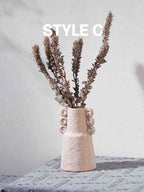 Handmade Wabi Sabi Abstract Pottery Vase, Crude Rustic Decorative Flower Vessel-7