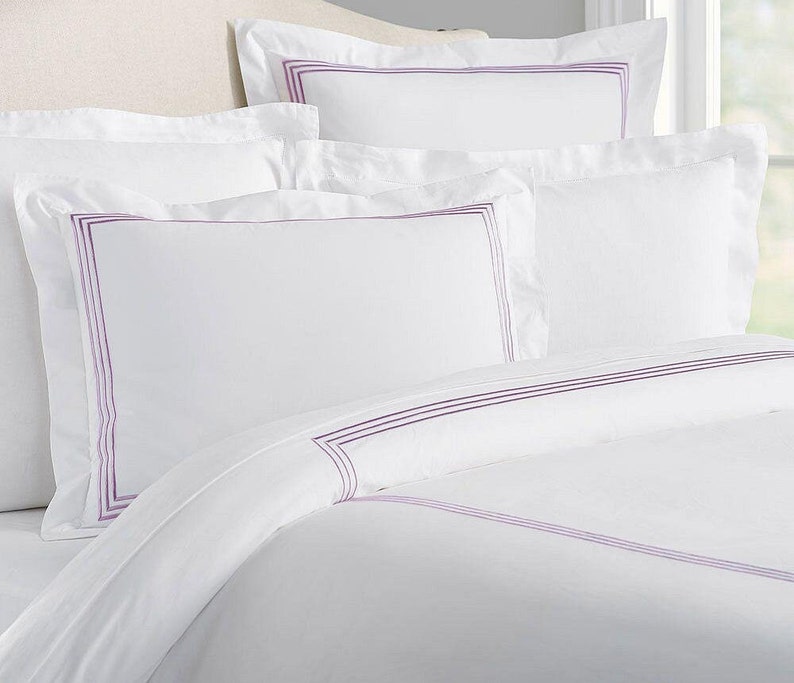 Lines - Linen Cotton Embroidered Edge Duvet Cover Sets-7