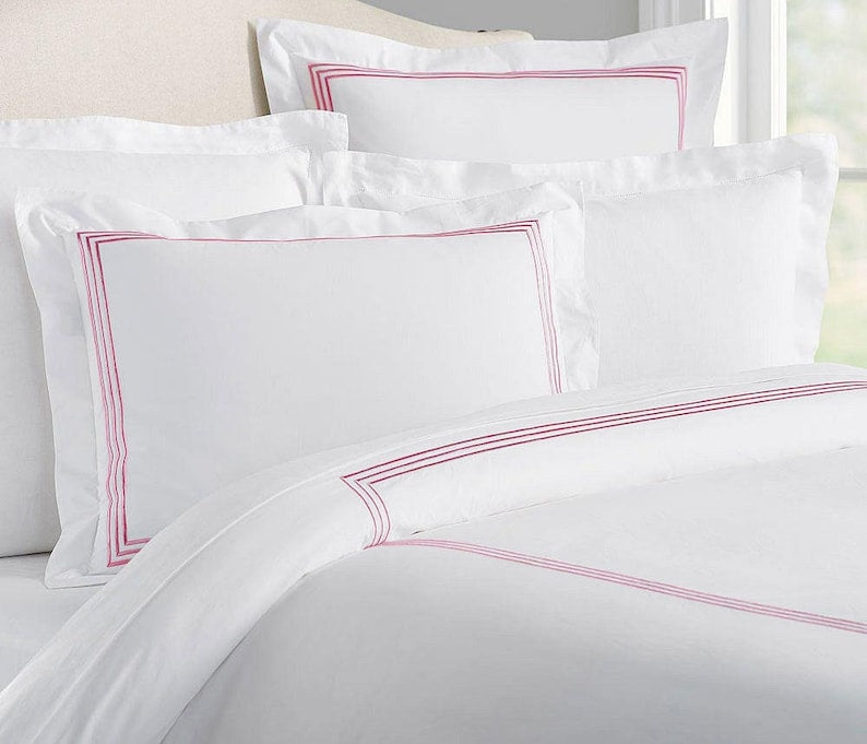 Lines - Linen Cotton Embroidered Edge Duvet Cover Sets-0