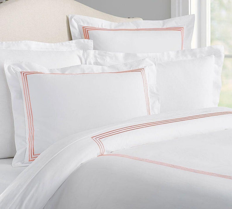 Lines - Linen Cotton Embroidered Edge Duvet Cover Sets-5