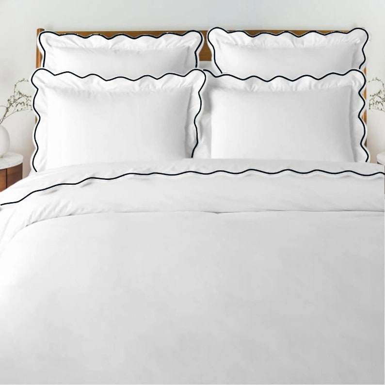 Waves - Cotton Sateen Embroidered Edge Duvet Cover Sets-7