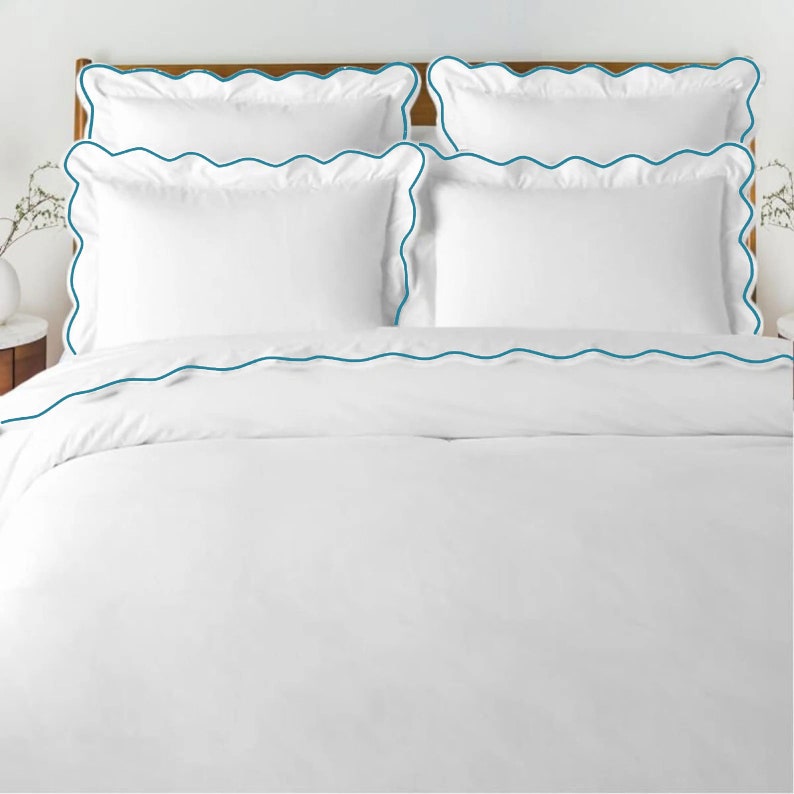 Waves - Cotton Sateen Embroidered Edge Duvet Cover Sets-8
