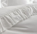 White - 100% Pure Linen | Linen Cotton Mix | 3 Piece Ruffle Duvet Cover Set | Handmade | Pre-washed | Soft-1
