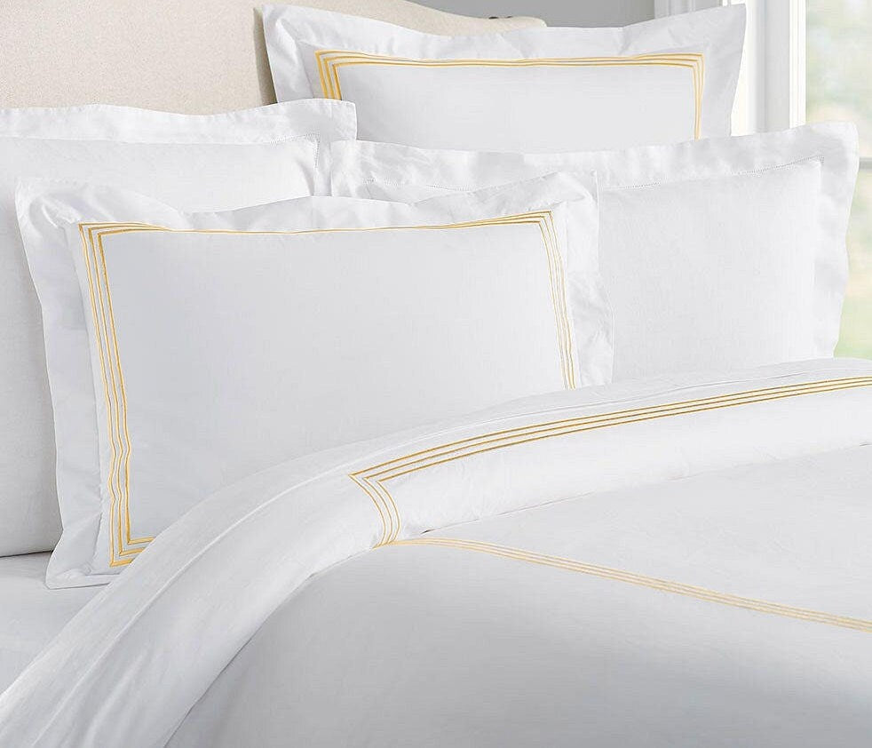 Lines - Linen Cotton Embroidered Edge Duvet Cover Sets-4