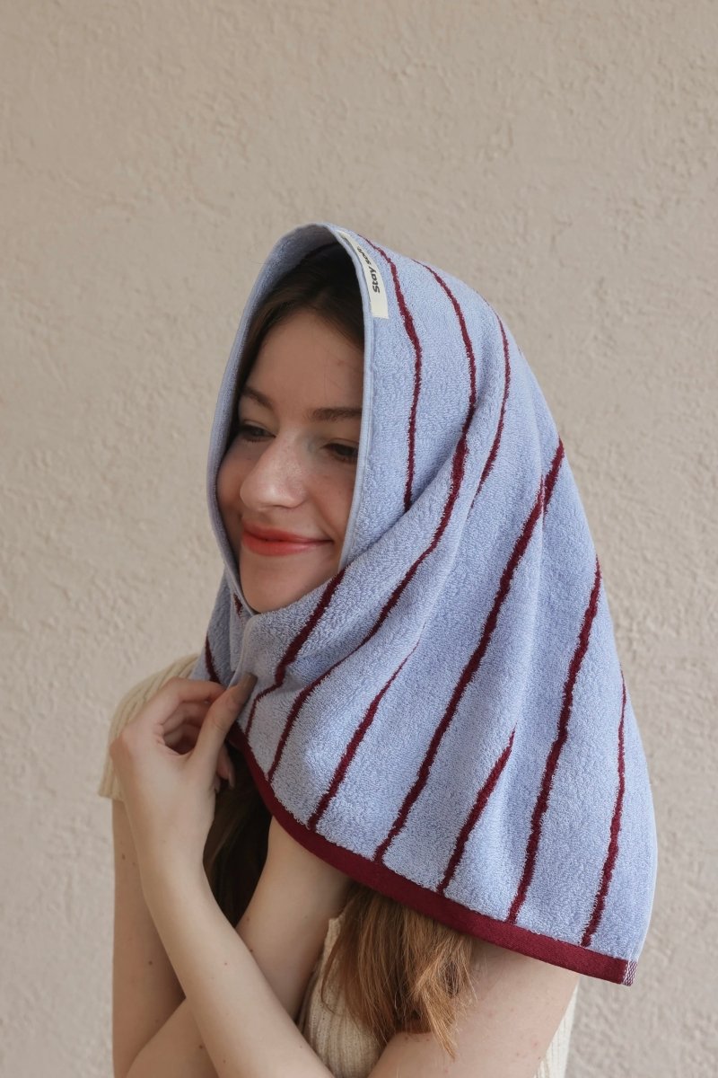 Modern Misty Blue Stripe Bath Towel — 100% Long-Staple Cotton, Soft, Plush & Absorbent-4