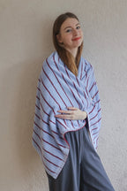 Modern Misty Blue Stripe Bath Towel — 100% Long-Staple Cotton, Soft, Plush & Absorbent-1