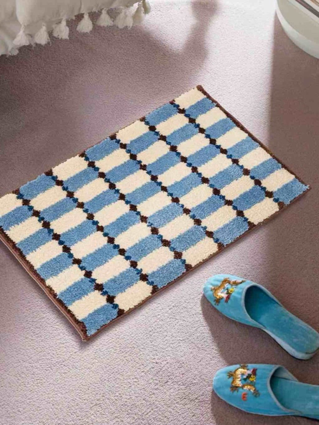 Retro Checker Bath Rug, Machine-washable, Ultra Soft & Absorbent-2