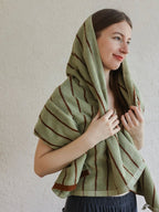 Retro Earthy-tone Pinstripe Bath Towel — 100% Long-Staple Cotton, Soft, Plush & Absorbent-2
