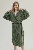 Retro Hooded Stripe Bathrobe, 100% ORGANIC Long-stapled Cotton-4