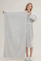 Retro Soft 100% Long-stapled Cotton Striped Bath Towel-0