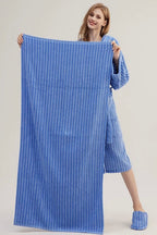 Retro Soft 100% Long-stapled Cotton Striped Bath Towel-1