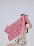 Retro Whimsical Pink Stripe Bath Towel — 100% Long-Staple Cotton, Soft, Plush & Absorbent-6