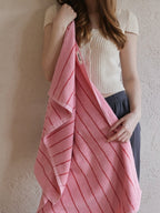 Retro Whimsical Pink Stripe Bath Towel — 100% Long-Staple Cotton, Soft, Plush & Absorbent-4