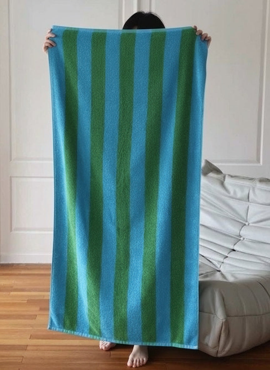 Ultra Soft Absorbent Retro Stripe Bath Towel - 100% Organic Premium Combed Cotton-7