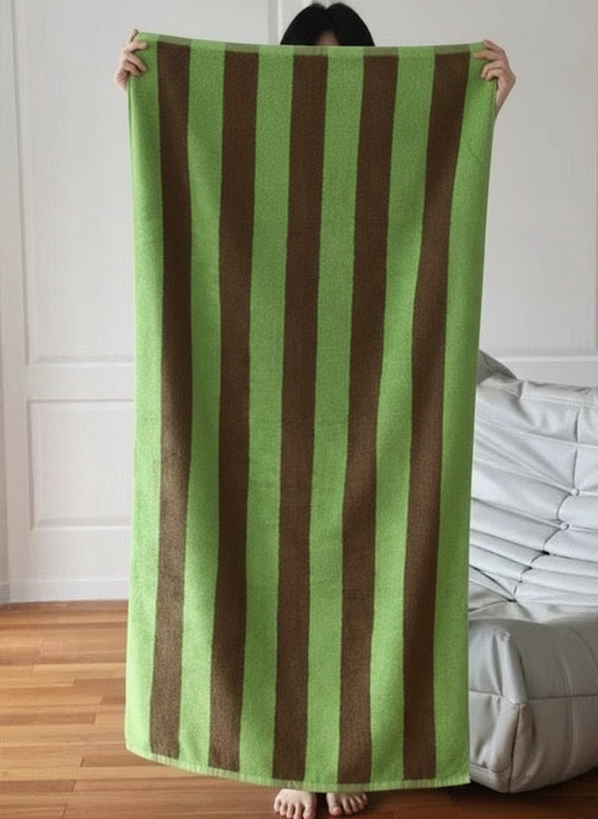 Ultra Soft Absorbent Retro Stripe Bath Towel - 100% Organic Premium Combed Cotton-5