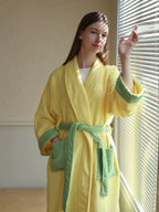 Ultra Soft Dopamine Stripe Bathrobe - 100% Organic Long-stapled Cotton-2