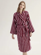 Ultra Soft Retro Stripe Bathrobe - 100% Organic Long-stapled Cotton-0