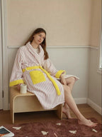 Ultra Soft Whimsical Stripe Bathrobe - 100% Organic Long-stapled Cotton-1