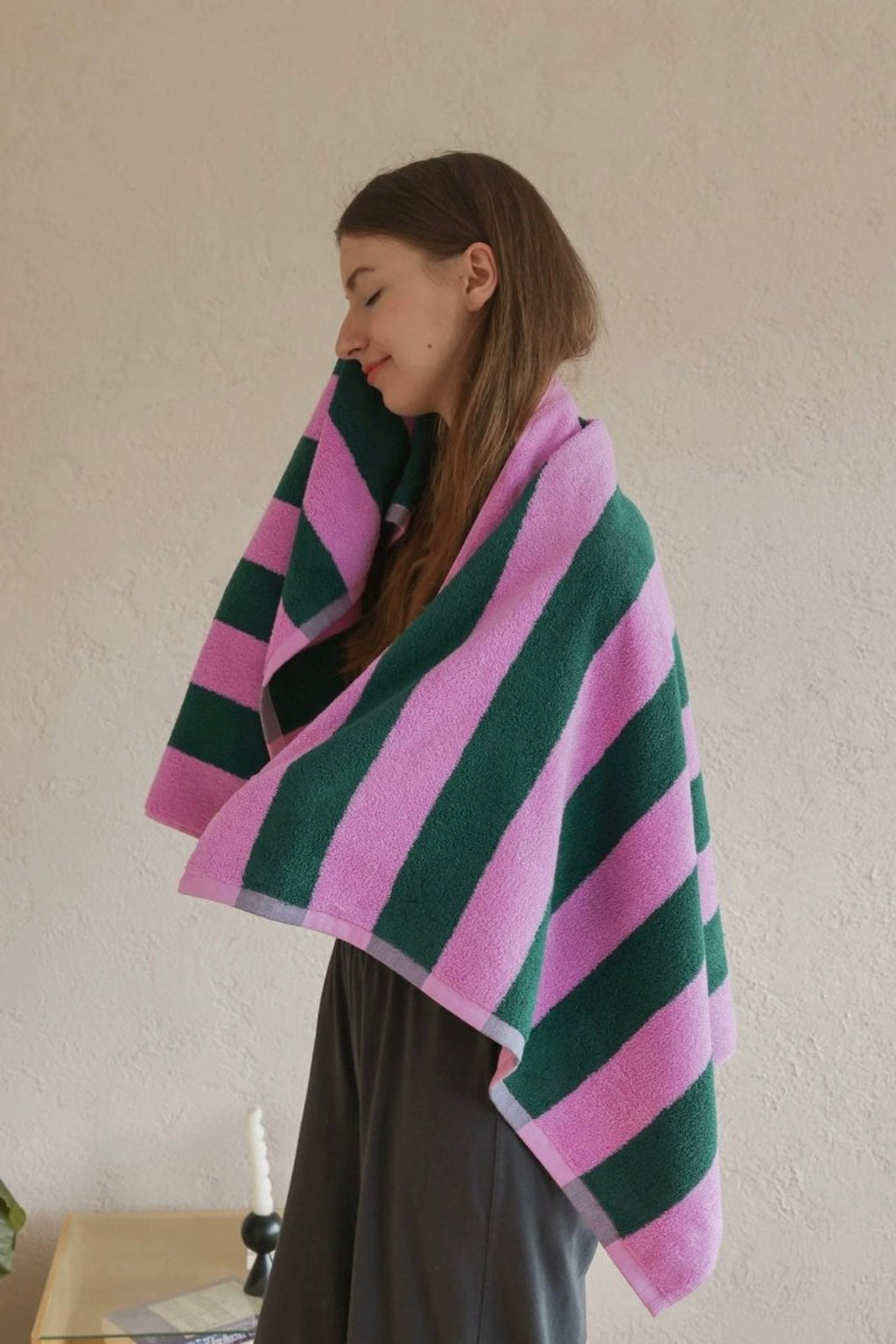 Whimsical Dopamine Cabana Stripe Bath Towel, 100% Cotton, Ultra Soft & Absorbent-1