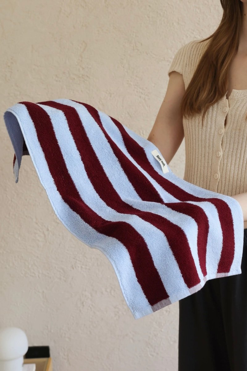 Whimsical Dopamine Cabana Stripe Bath Towel, 100% Cotton, Ultra Soft & Absorbent-8