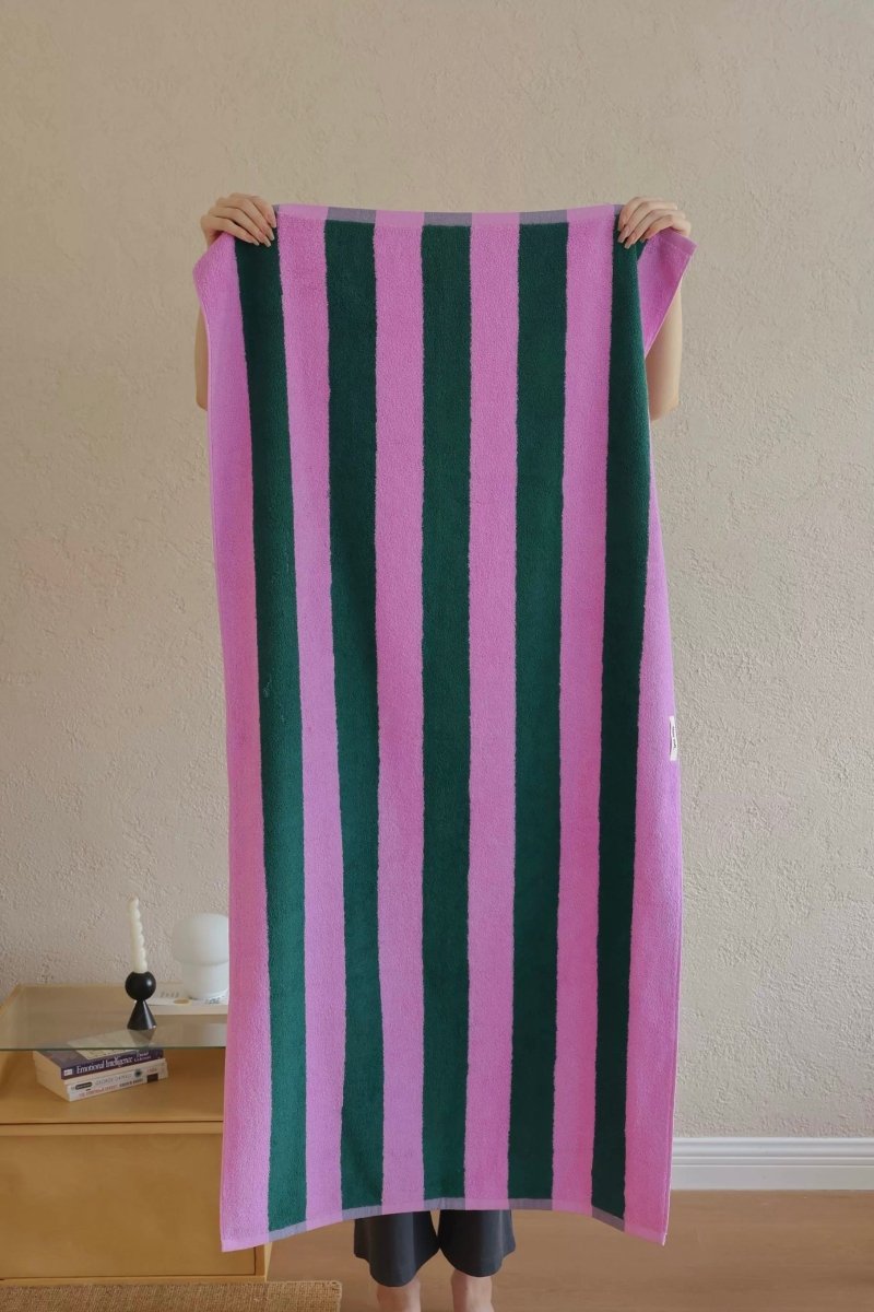 Whimsical Dopamine Cabana Stripe Bath Towel, 100% Cotton, Ultra Soft & Absorbent-5