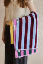 Whimsical Dopamine Cabana Stripe Bath Towel, 100% Cotton, Ultra Soft & Absorbent-0